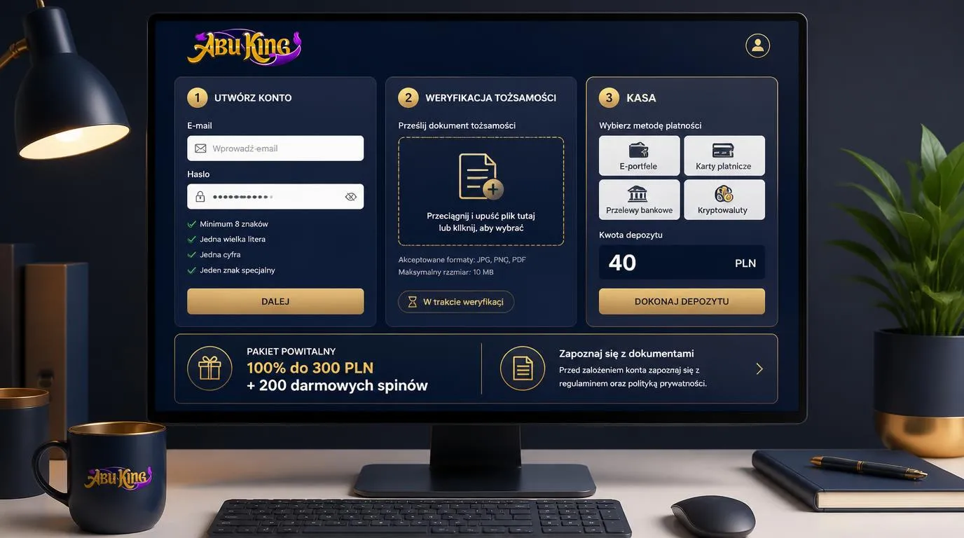 Panel rejestracji, weryfikacji tożsamości i kasy z depozytem 40 PLN oraz wyborem metod płatności